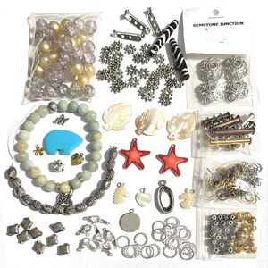 Lot Beads Jewelry Supplies Variety Glass Stone Shell MOP Metal Findings Charms